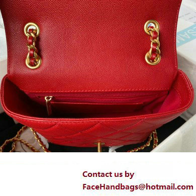 Chanel Grained Calfskin  &  Gold-Tone Metal Chain Backpack Bag AS4490 Red 2023